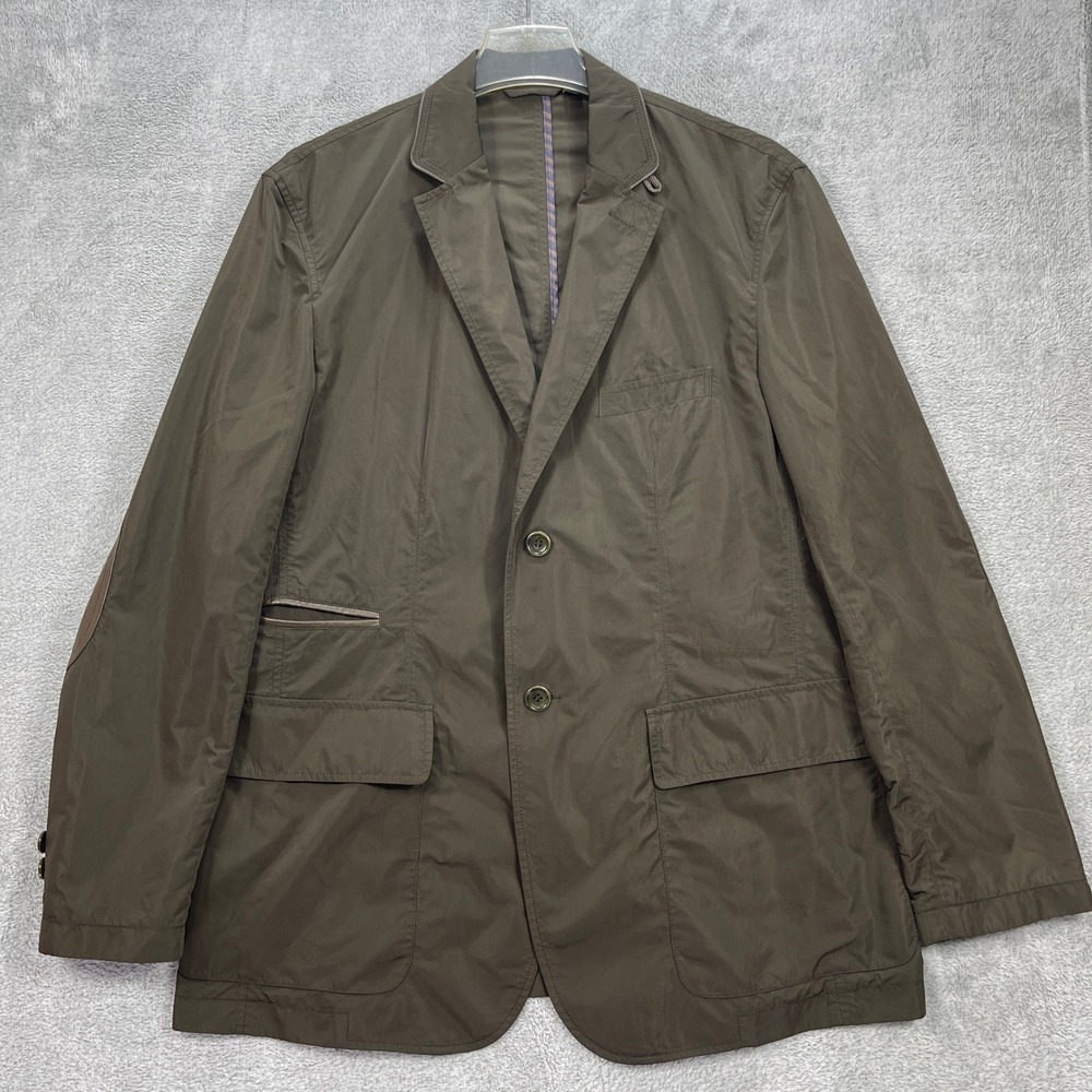 Raffi Sport Coat Mens Large Brown Blazer Sheepskin Leather Elbow Patches Casual
